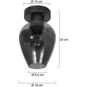 Steinhauer - plafonnier - Bloeba - noir - verre métal - Ø 15cm - pas cher