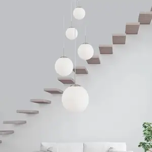 Comparateur de prix : Besselink licht Steinhauer Suspension Bollique, acier, blanc opalin, verre, 5 lampes rondes