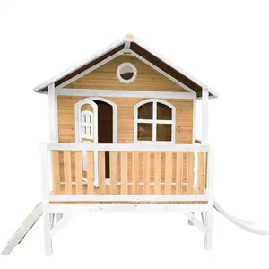 Comparateur de prix : AXI Cabane en bois avec toboggan pour enfant - Stef 100 - Couleur Toboggan Blanc, 100 - Couleur Cabane Marron/Blanc