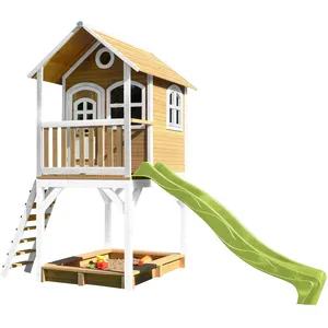 AXI Cabane Sur Pilotis En Bois Avec Toboggan Et Bac À Sable Vert Citron pas cher