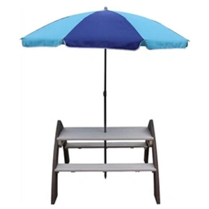 AXI Table picnic KYLO Gris blanc avec parasol Bleu 119x98x65cm pas cher
