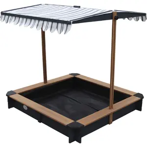 Comparateur de prix : Pragma Bac à sable avec toit, en bois FSC, anthracite/brun, 118x118 cm