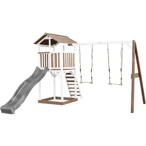 Comparateur de prix : AXI Beach Tower avec Balancoire Double Marron Blanc Toboggan Gris