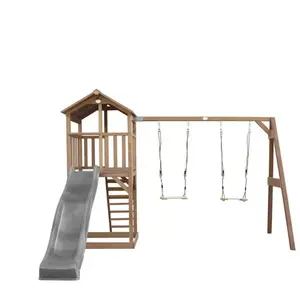Comparateur de prix : AXI Beach Tower avec Balancoire Double Marron Toboggan Gris