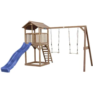 Comparateur de prix : AXI Beach Tower avec Balancoire Double Marron Bleu Toboggan