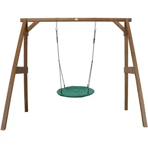 Comparateur de prix : Pragma Portique en Bois Marron avec Balancoire siege Nid Rond