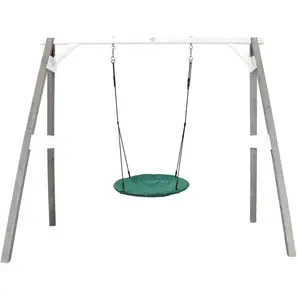 AXI Portique en Bois Gris Blanc avec Balancoire siege Nid Rond pas cher