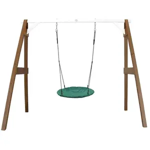 Axi Portique en Bois Marron Blanc avec Balancoire siege Nid Rond pas cher