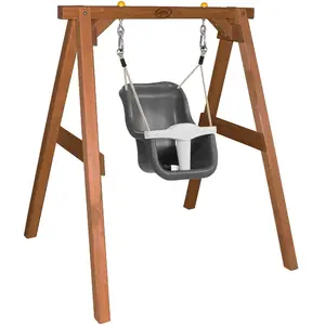 Comparateur de prix : Portique, balançoire en bois brun et gris pour bébé Axi