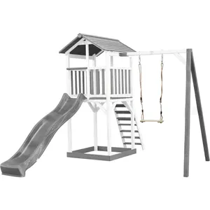 Comparateur de prix : Aire de jeux 1 balançoire bois et toboggan blanc Axi