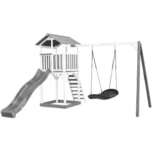 Comparateur de prix : Aire de jeu avec 1 balançoire nid ovale et toboggan bleu Axi