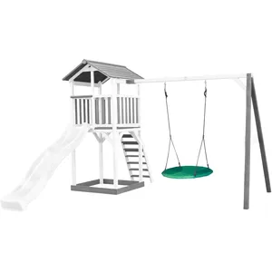 Comparateur de prix : Aire de jeux 1 balançoire nid rond et toboggan bleu Axi