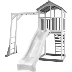 Comparateur de prix : Aire de jeux avec échelle de singe et toboggan gris Axi