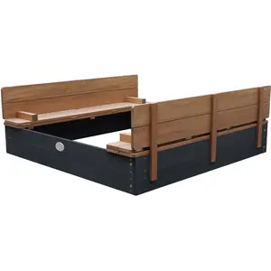 AXI Bac à sable avec couvercle en bois FSC anthracite/brun, 120 x 120 cmVendu parcarrefour