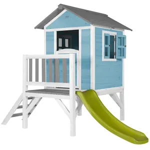 Comparateur de prix : AXI Maisonnette Lodge XL en bois Bleue toboggan Vert