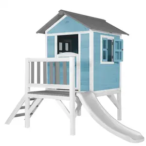 Comparateur de prix : Maisonnette rouge sur pilotis avec toboggan blanc Axi