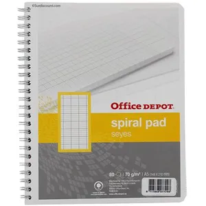 Non communiqué Cahier - A5 (14,8 x 21cm) - Grands carreaux - 80 pages - couverture en carton - à spirale - Surdiscount pas cher