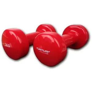 Comparateur de prix : Haltères Vinyl 3 Kg - TUNTURI - Lot de 2 - Rouge - Musculation - Haltérophilie