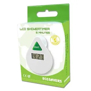 PowerPlus LCD EcoSavers Blanc 5 Minutes Chute numérique Douche Coach Minuteur économiseur d'eau pas cher