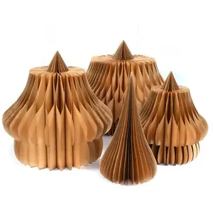 Arbre de Noël en papier d'abeille, naturel, couleur or, 270 cm