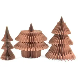 Arbre de Noël en papier d'abeille, naturel, couleur marron, 210 cm pas cher