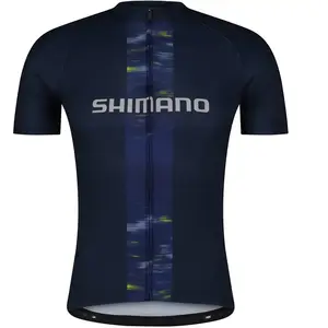Shimano - Logo Short Sleeves Jersey - Maillot de cyclisme taille XXL, bleu pas cher