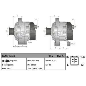 Comparateur de prix : DENSO Alternateur pour LEXUS: GS, IS (Ref: DAN1354)