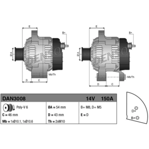 Dynamo / Alternateur DAN3008 Denso DAN3008 pas cher
