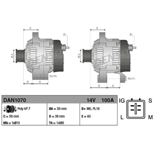 Comparateur de prix : DENSO Alternateur pour TOYOTA: Land Cruiser, Dyna (Ref: DAN1070)