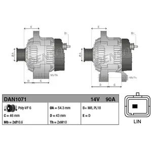 Comparateur de prix : Alternateur DAN1071 Denso DAN1071