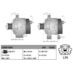 Comparateur de prix : DENSO Alternateur pour TOYOTA: Auris, Yaris, Verso S, Corolla (Ref: DAN1094)
