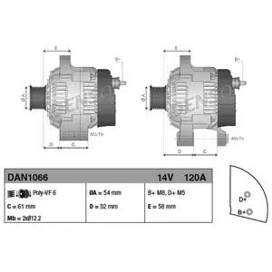 Comparateur de prix : Denso NIPPON PIECES SERVICES Alternateur pour FIAT: Aegea, Tipo & ALFA ROMEO: Giulietta (Ref: DAN1066)