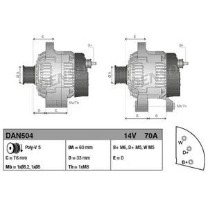 Alternateur DAN504 Denso DAN504 pas cher