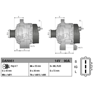Alternateur DAN951 Denso DAN951 pas cher