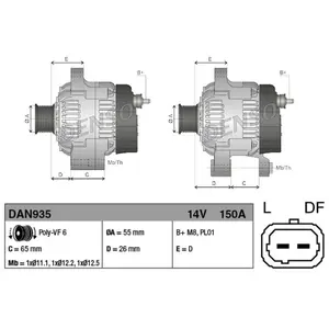 Alternateur DAN935 Denso DAN935 pas cher
