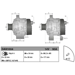 Comparateur de prix : NPS DENSO Alternateur pour FIAT: Punto, Doblo, 500, Linea & ALFA ROMEO: Mi.To & FORD: Ka (Ref: DAN1004)