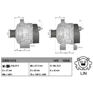 Comparateur de prix : DENSO Alternateur pour TOYOTA: Yaris (Ref: DAN1315)