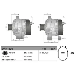 Comparateur de prix : DENSO Alternateur pour HONDA: Civic, CR-V, HR-V (Ref: DAN1326)