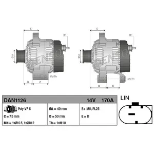 NPS DENSO Alternateur pour BMW: Série 3, Série 5, Série 1, Série 2, X3, Z4, X1, Série 4 (Ref: DAN1126) pas cher