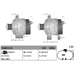 Comparateur de prix : DENSO Alternateur pour FIAT: Tipo, Aegea, 500, Qubo (Ref: DAN1310)