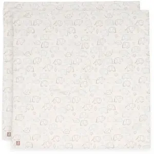 Jollein Lot de 2 maxi-langes en coton Elephant Tales (115 x 115 cm) pas cher