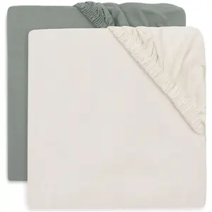 Comparateur de prix : Lot de 2 draps housses en jersey Sea Green-Ivory (60 x 120 cm)