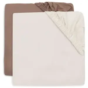 Comparateur de prix : Lot de 2 draps housses en jersey Milky Coffee-Ivory (60 x 120 cm)
