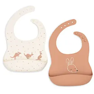 Lot de 2 bavoirs en silicone Kangaroots