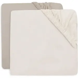 Comparateur de prix : Lot de 2 draps housses en jersey Oatmeal-Sand (60 x 120 cm)