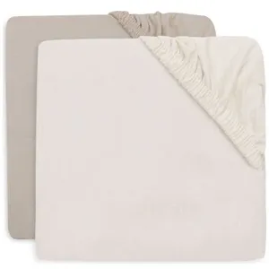 Jollein Lot de 2 draps housses en jersey pour matelas de parc Oatmeal-... pas cher