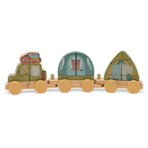 Jollein Train de construction en bois Jollies Camping pas cher