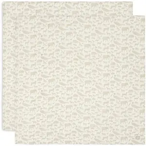 Comparateur de prix : Jollein Lot de 2 maxi langes en gaze de coton Animals Nougat (115 x 115 cm)