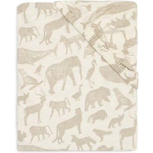 Jollein Drap-Housse en Jersey - Animals, Nougat - 70 x 140 cm - 100% Coton - Imprimé Animal, Beige pas cher