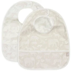 Jollein Lot de 2 bavoirs imperméables, Animals, nougat, 40x29 cm pas cher